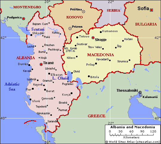 mazedonien regional karte